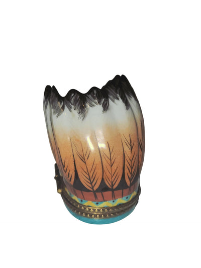 Medium Native American PV Indian Head Dress Limoges Box