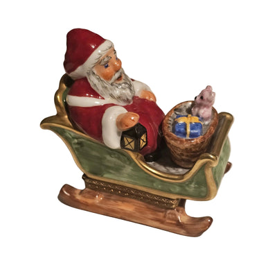 Santa in Sleigh Rochard Rare Authentic Limoges Box
