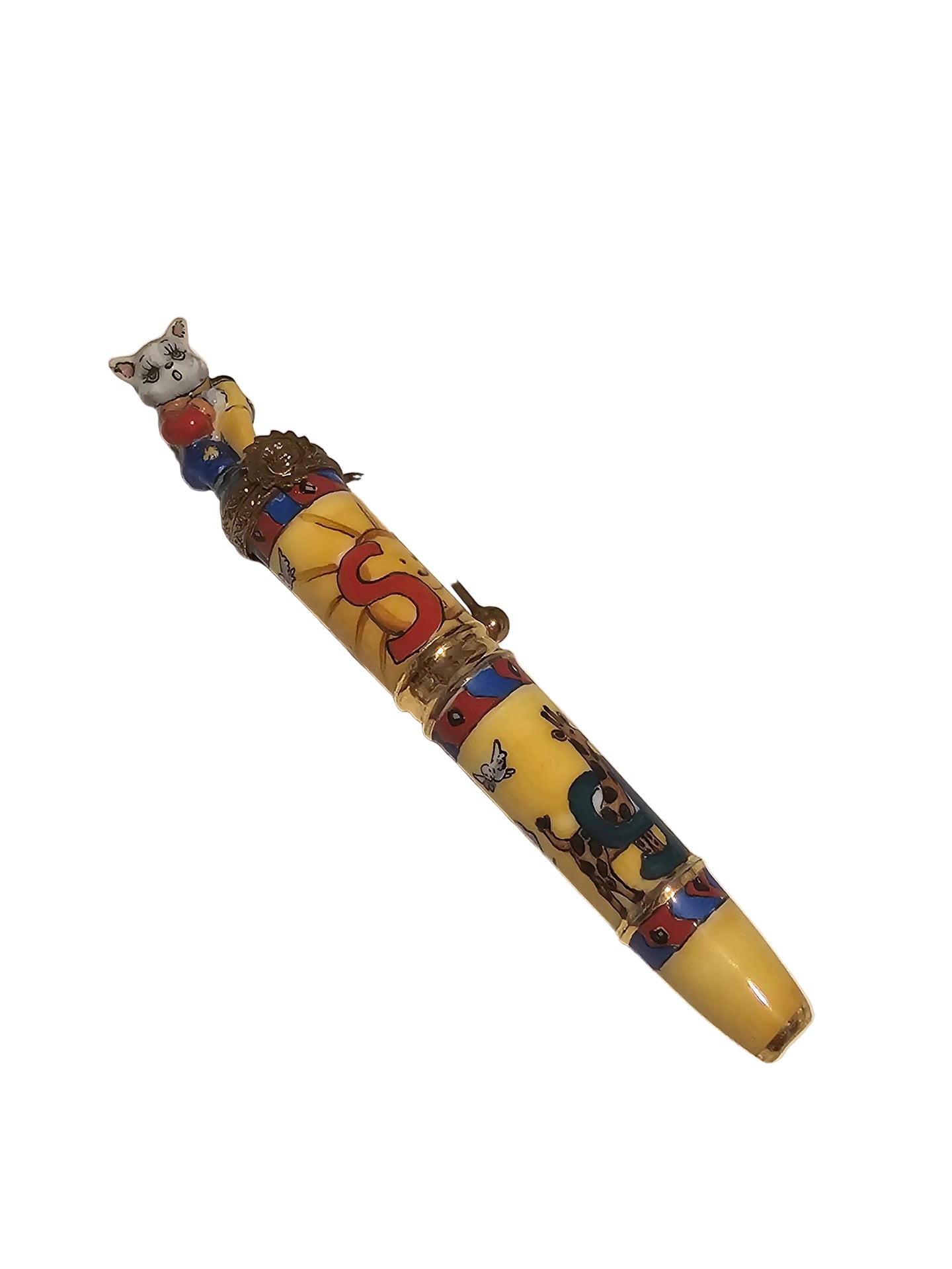 Well Detailed Yellow Cat Fountain Pen Rare Authentic Limoges Box