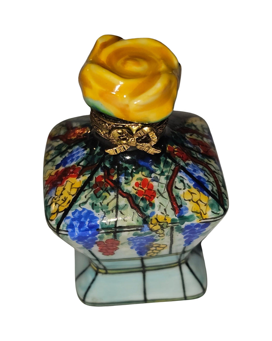 Hour Glass Shaped Jar w Yellow Rose