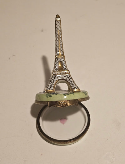 White Eiffel Tower w Flowers Limoges Box Authentic Limoges Box