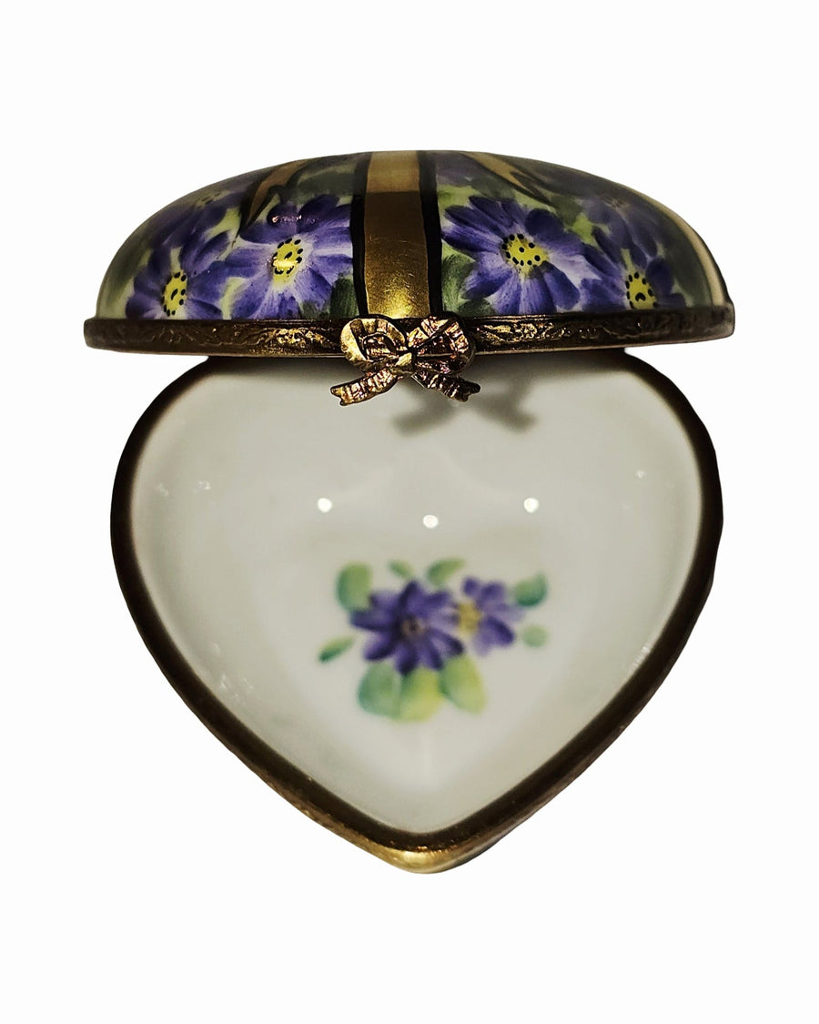 Purple Flowers Gold Box on Heart
