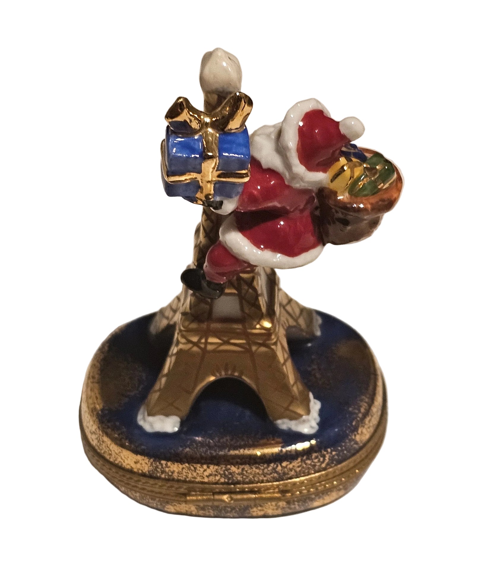 Santa on Eiffel Tower Christmas Rochard Limoges Box Authentic Limoges Box