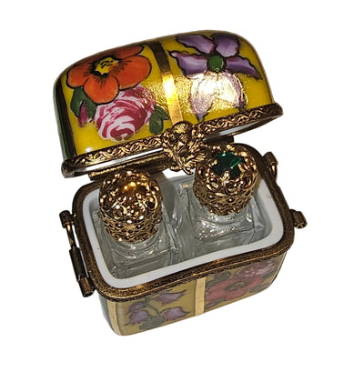 Yellow Green Perfume Flowers Box for Elegant Gifting Authentic Limoges Box