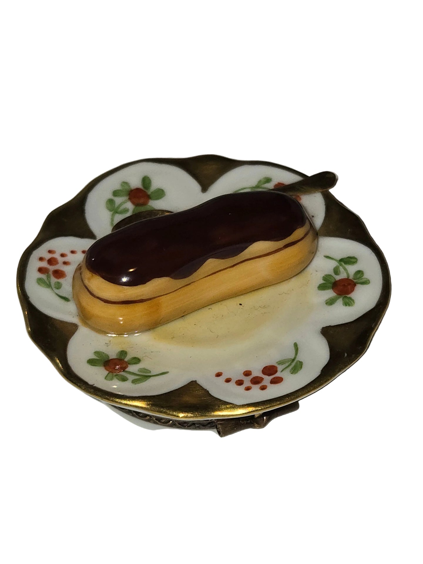 Eclair Pastry on Plate Limoges Box Authentic Limoges Box