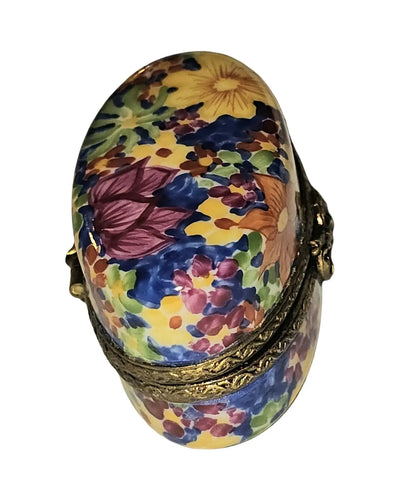 Colorful Floral on Oval - Limoges Box