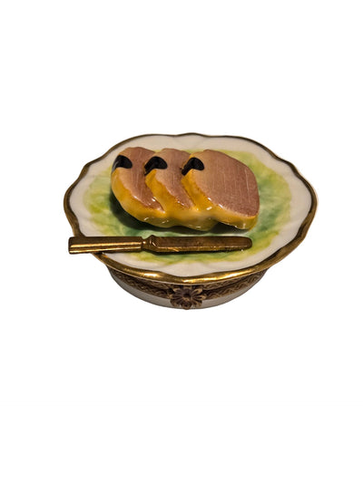 Foia Gras Sliced Ham on Plate Rare Authentic Limoges Box
