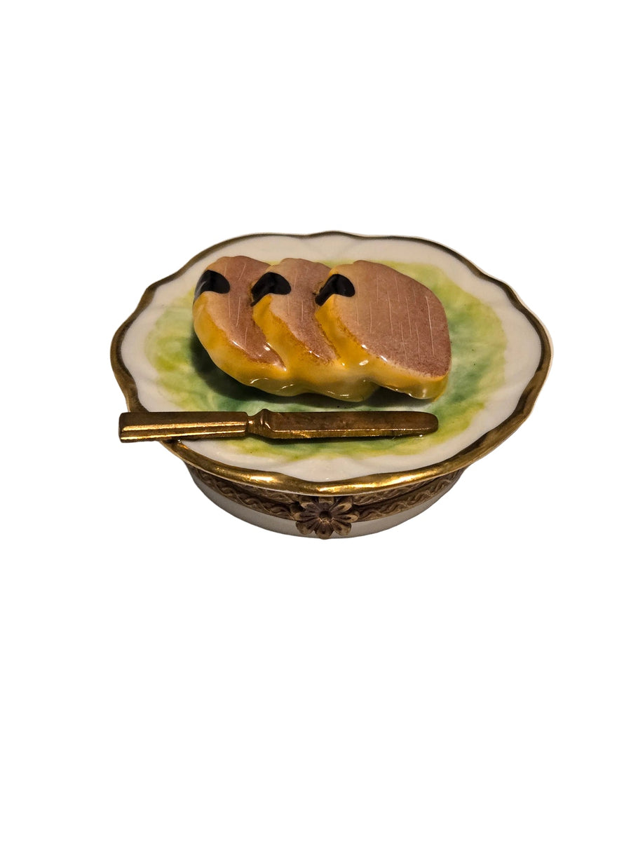 Foia Gras Sliced Ham on Plate Rare Authentic Limoges Box