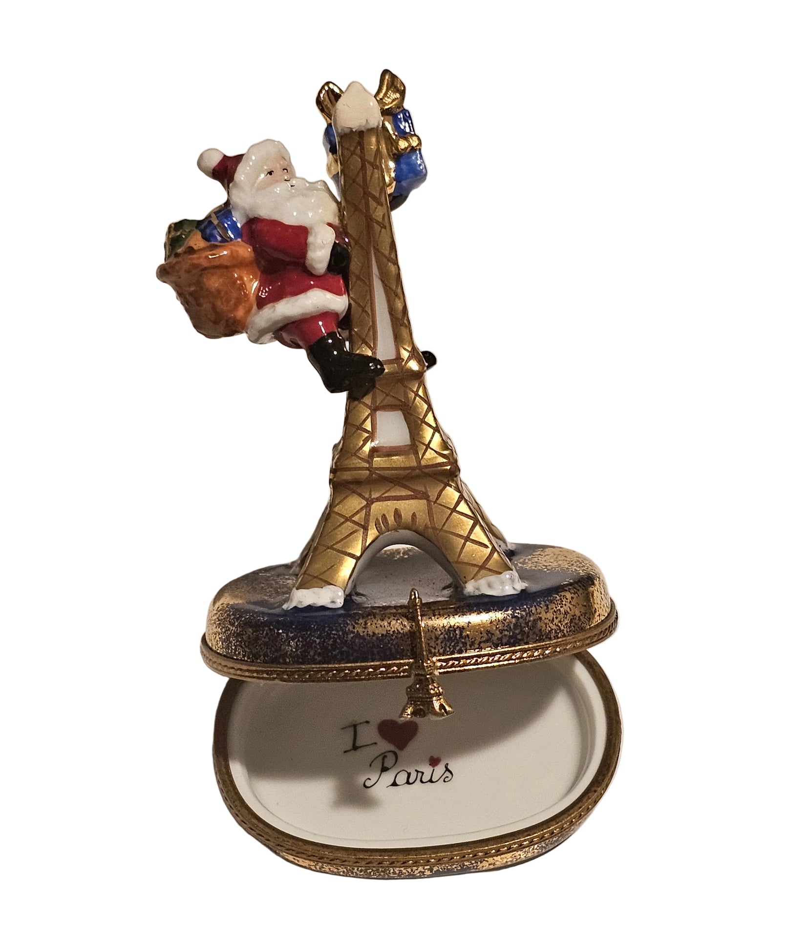 Santa on Eiffel Tower Christmas Rochard Limoges Box Authentic Limoges Box