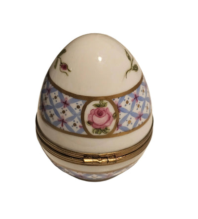 Blue W Roses Egg Limoges Box | Limoges Box Authentic Limoges Box