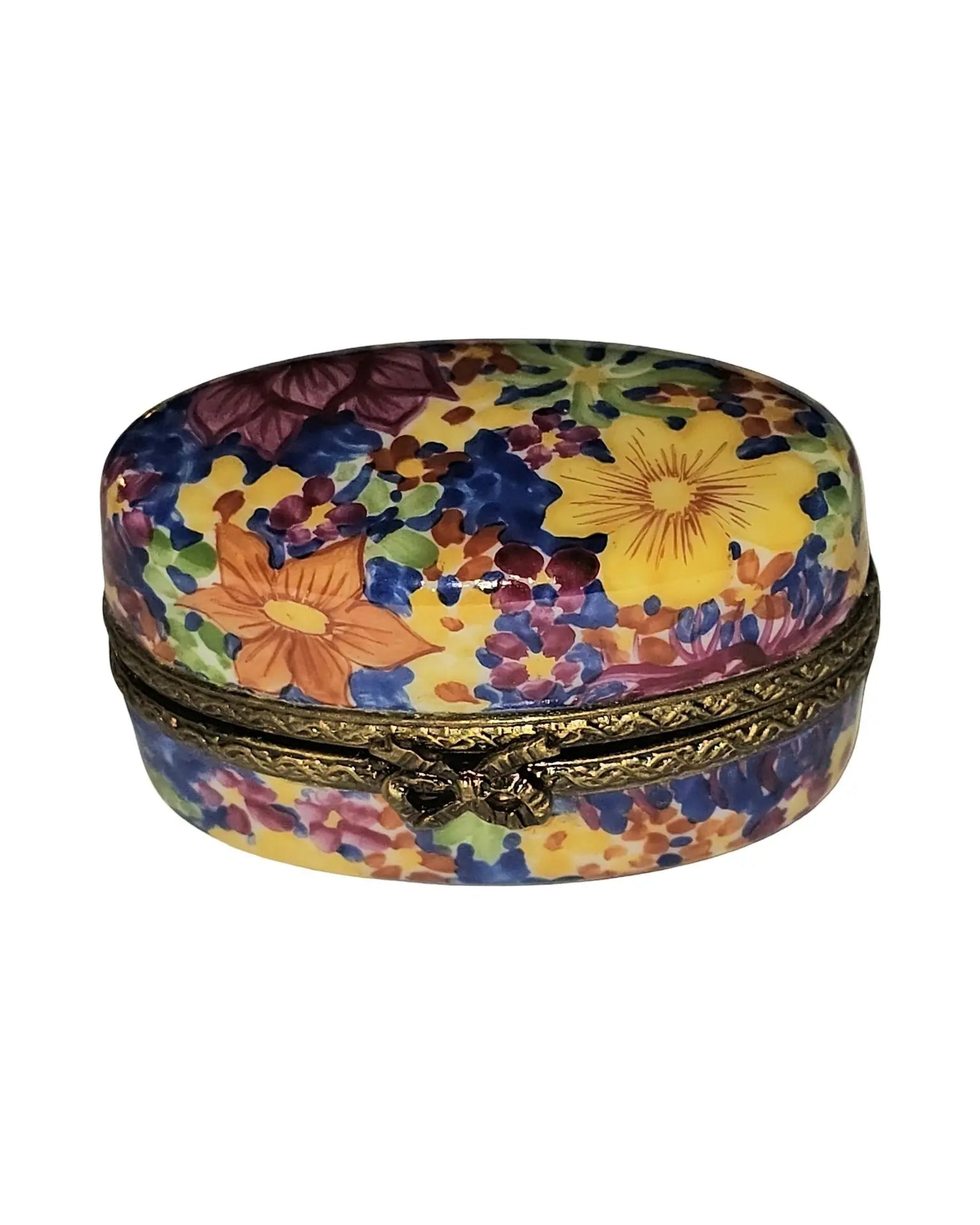 Colorful Floral on Oval - Limoges Box