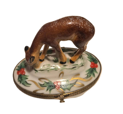 Christmas Deer in Snow Authentic Limoges Box
