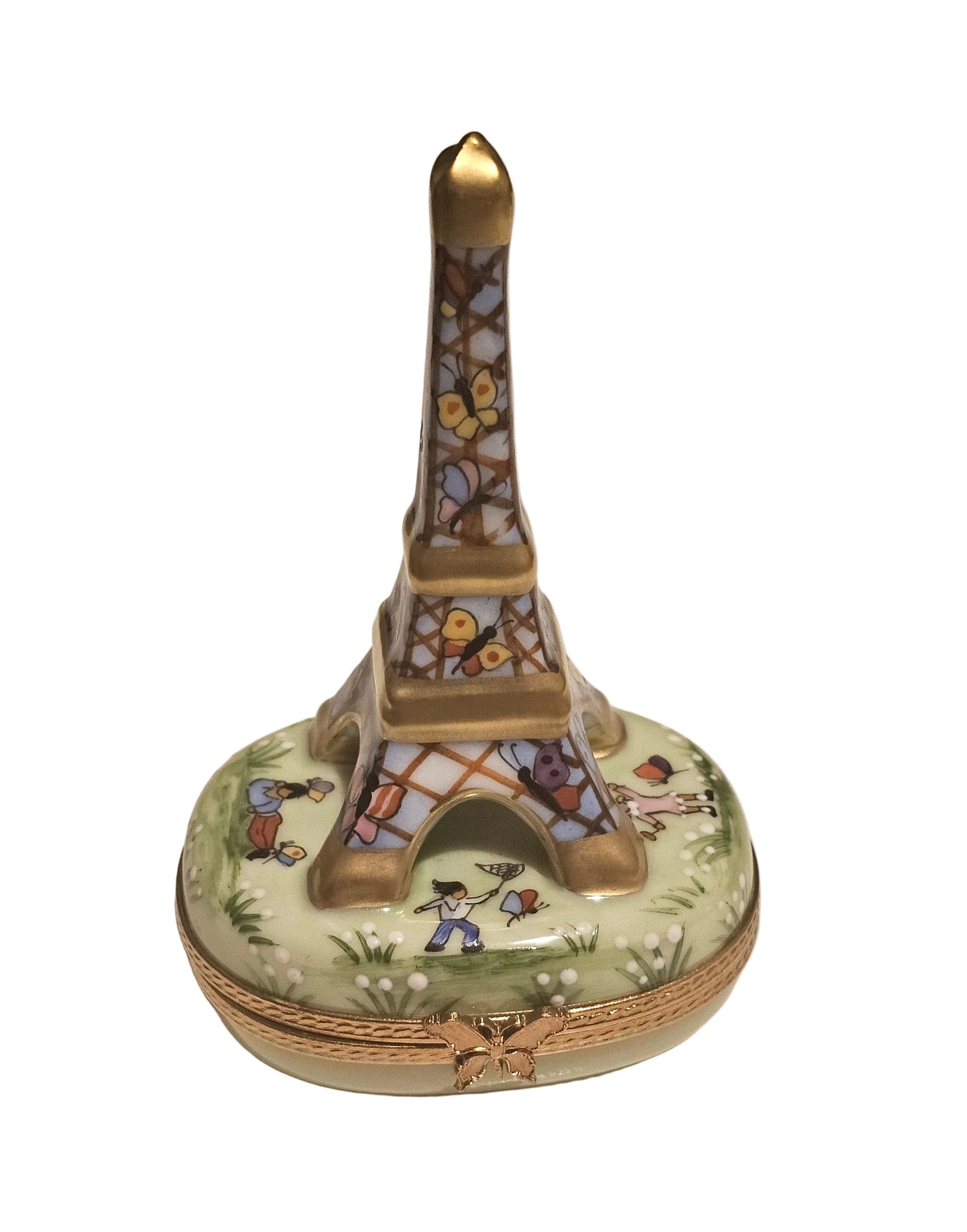 White Eiffel Tower w Balloons Limoges Box Authentic Limoges Box