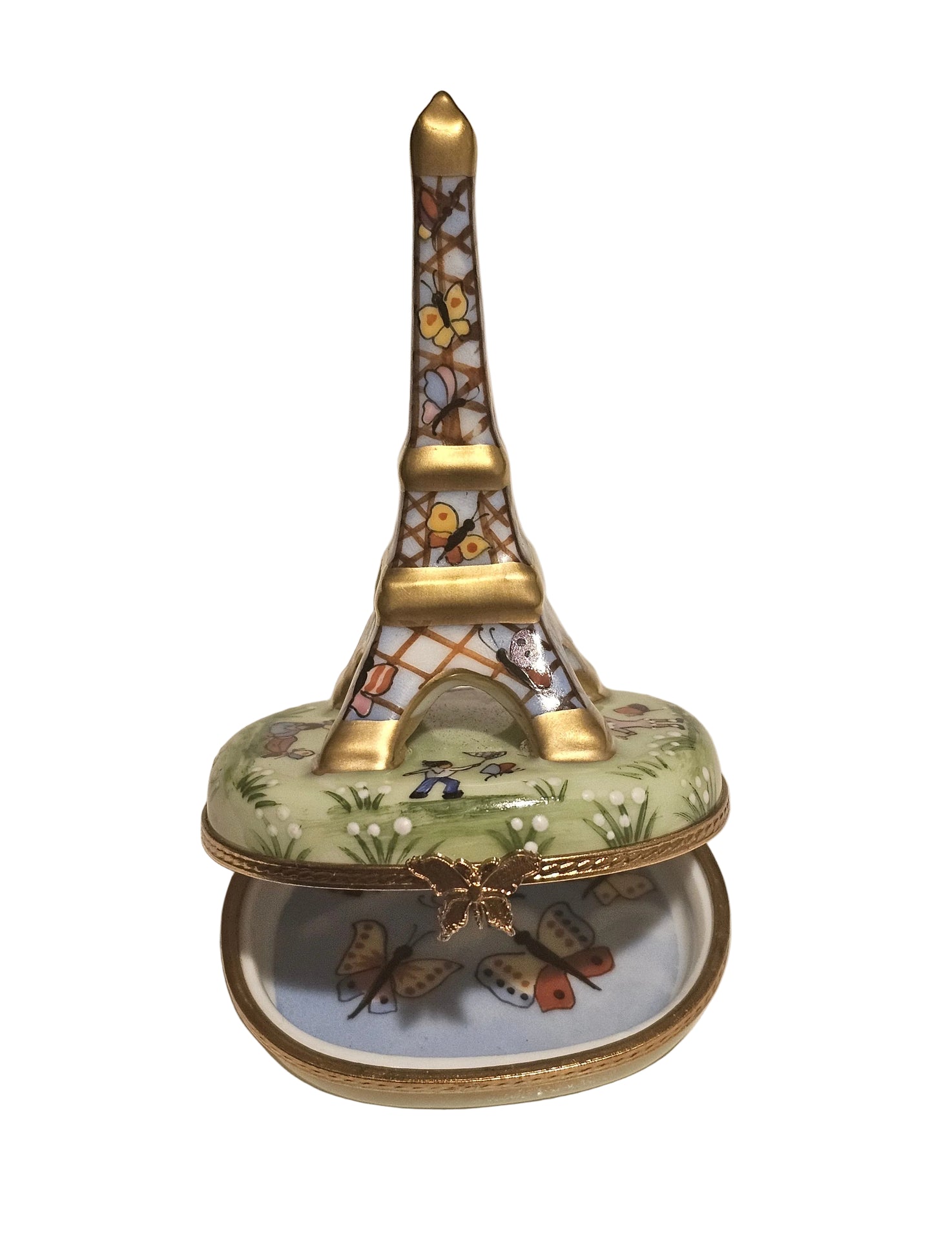 White Eiffel Tower w Balloons Limoges Box Authentic Limoges Box