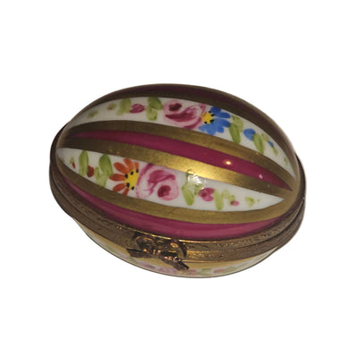 Burgundy Striped Egg w Roses Collectible