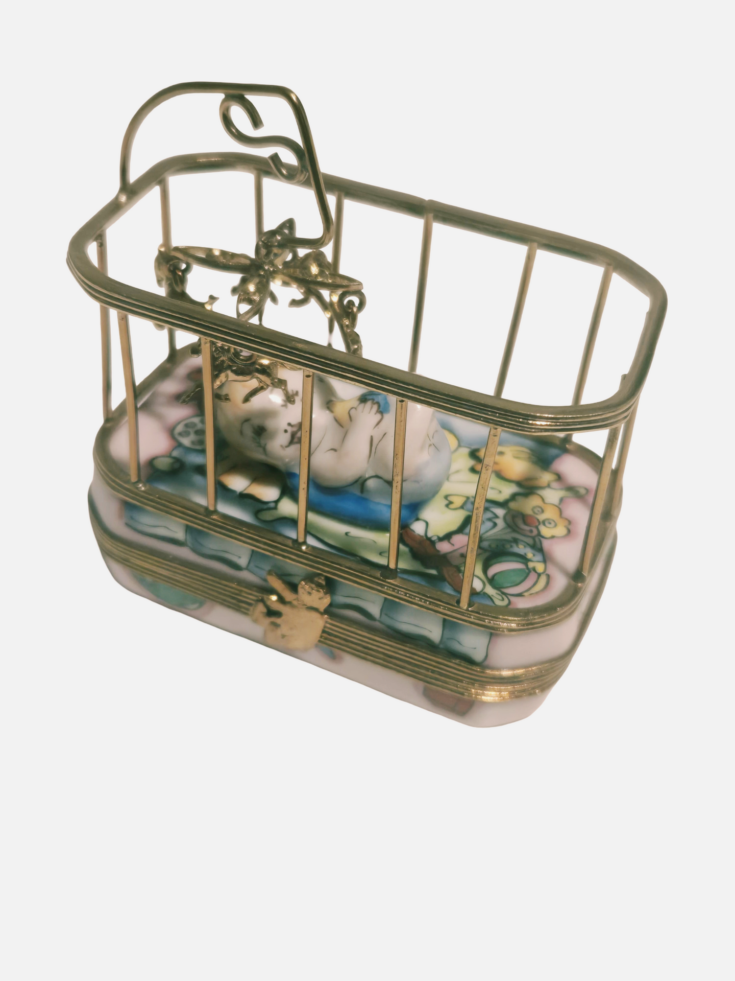 Baby in Playpen Rochard Authentic Limoges Box
