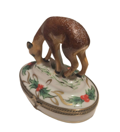 Christmas Deer in Snow Authentic Limoges Box