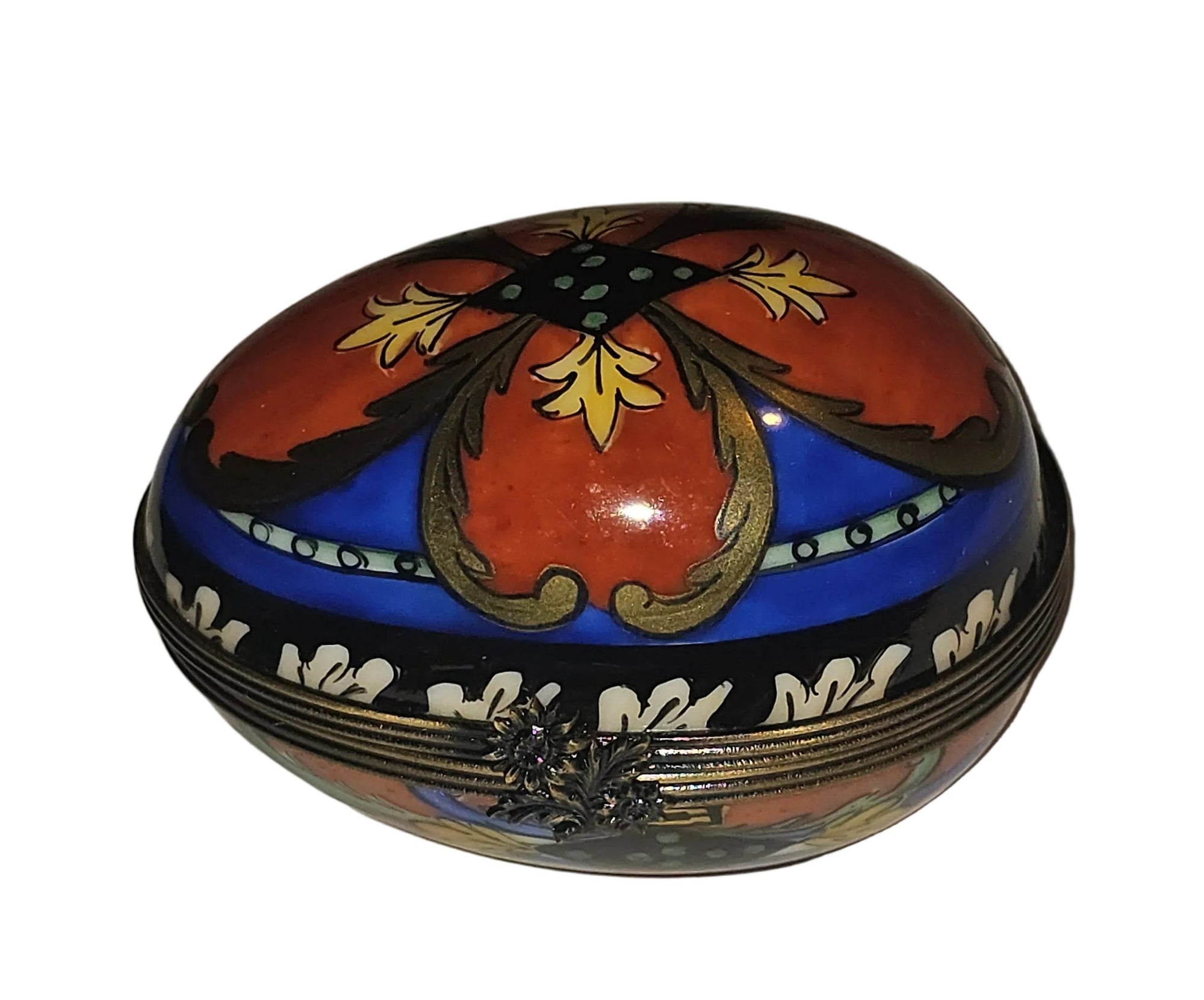 Snazzy Orange Blue Egg Horizon Limoges Box | Limoges Box