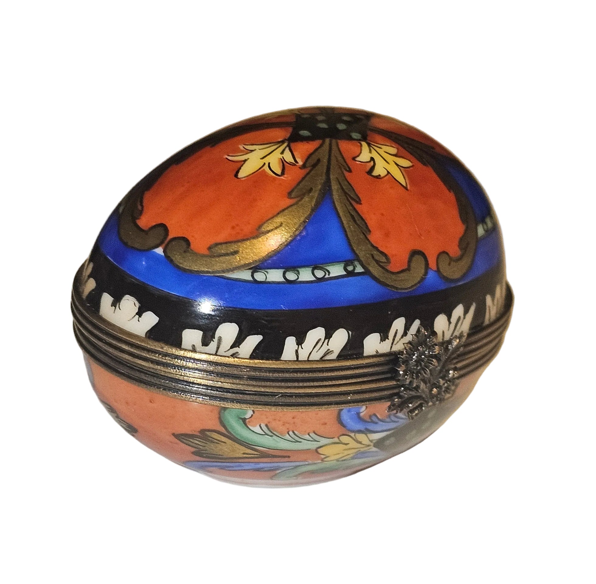 Snazzy Orange Blue Egg Horizon Limoges Box | Limoges Box