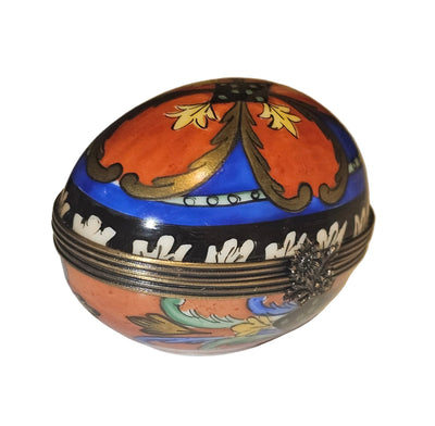 Snazzy Orange Blue Egg Horizon Limoges Box | Limoges Box
