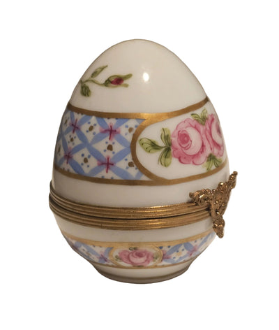 Blue W Roses Egg Limoges Box | Limoges Box Authentic Limoges Box