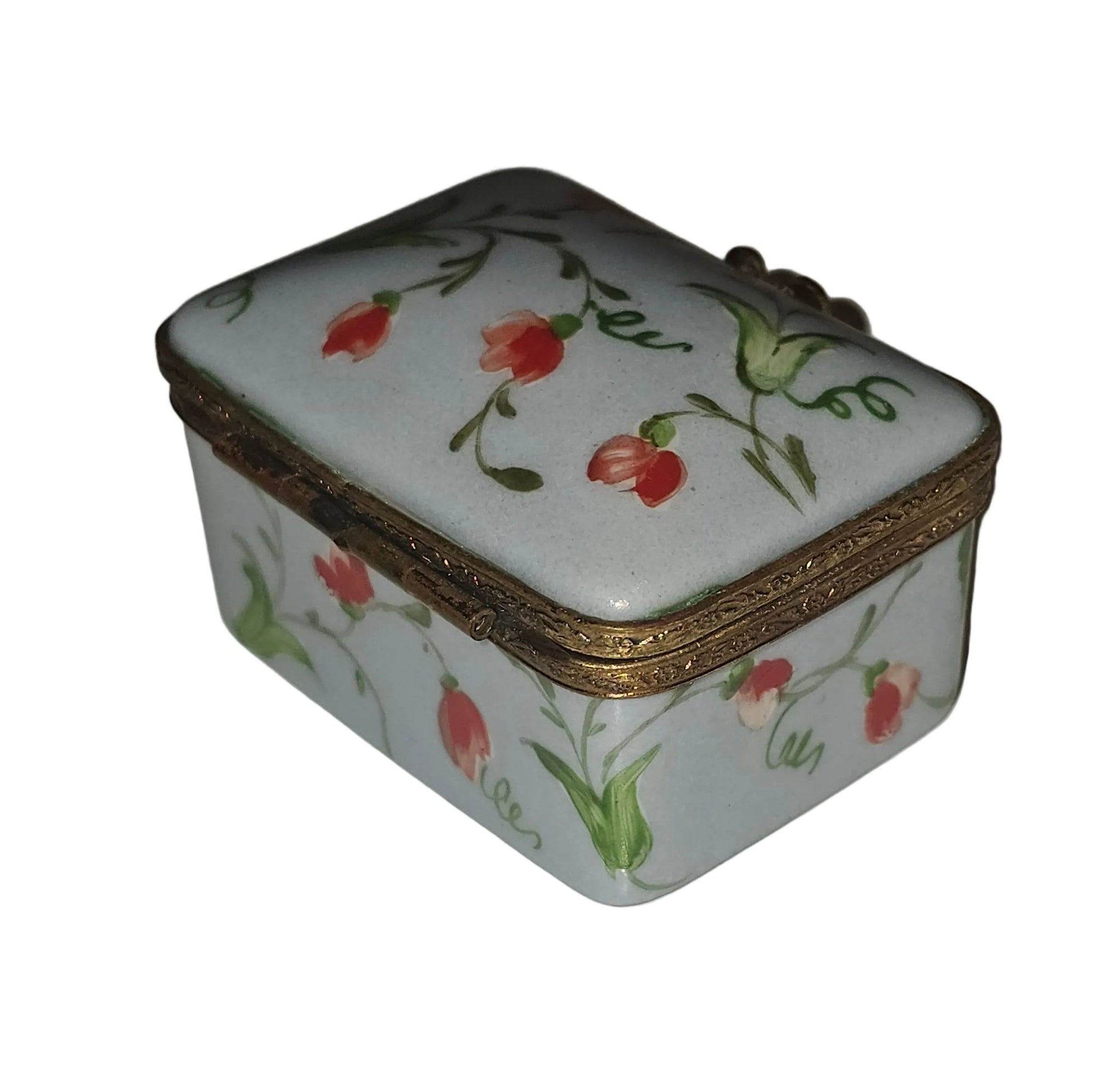 Light Blue Rectangle w Orange Flowers