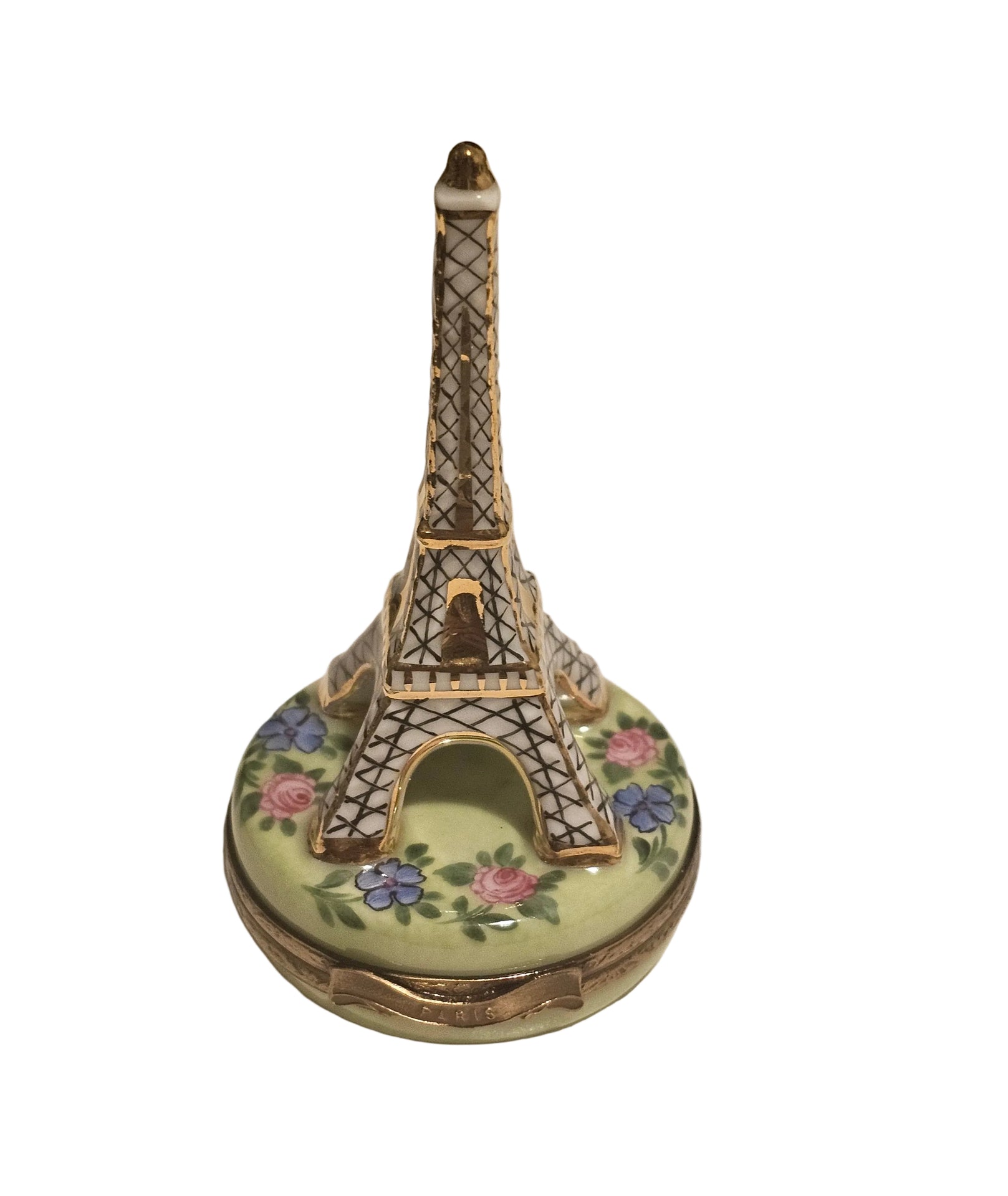 White Eiffel Tower w Flowers Limoges Box Authentic Limoges Box