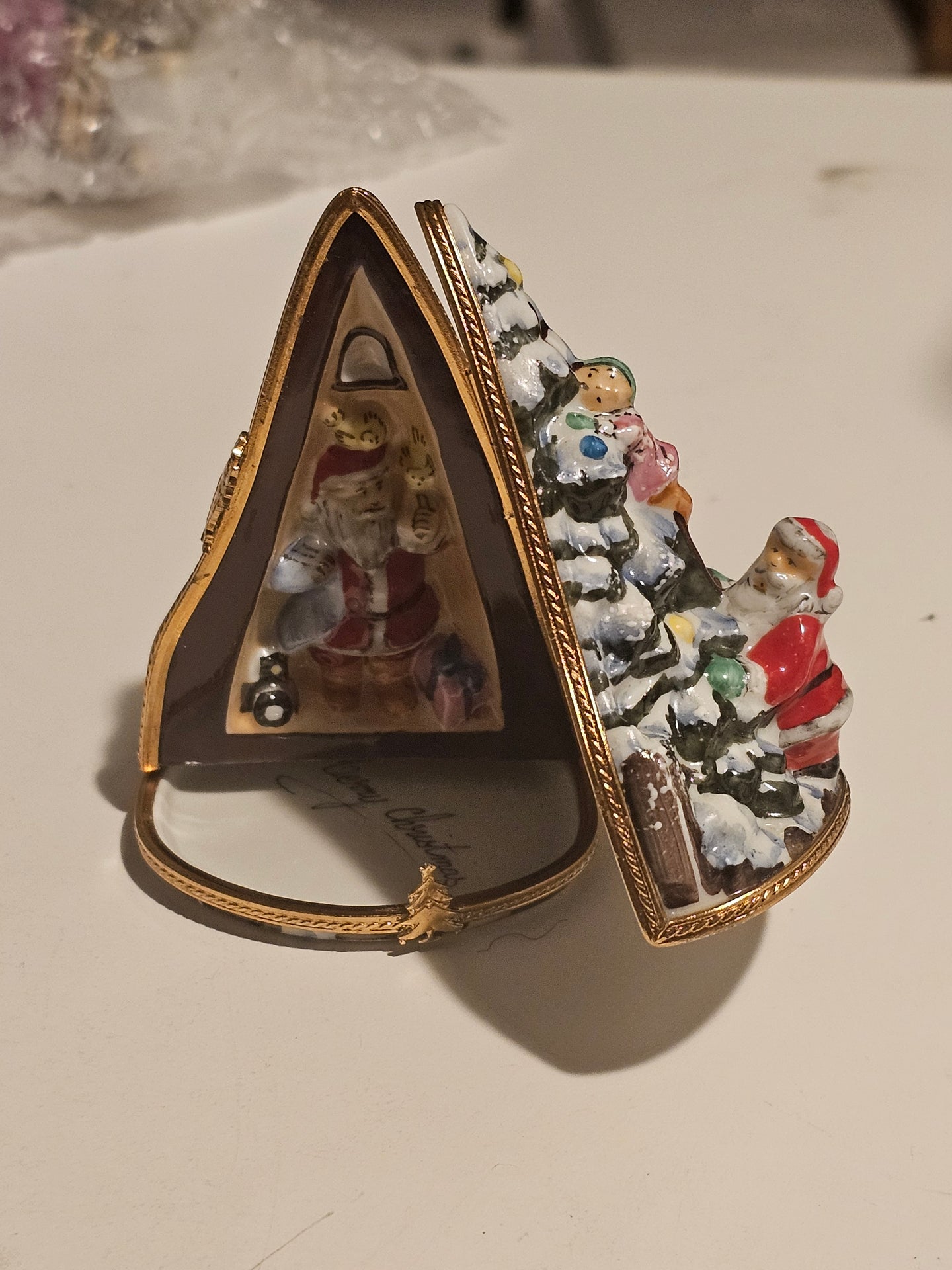 Rare Triple Hinged Christmas Tree Limoges Box Figurine) Authentic Limoges Box
