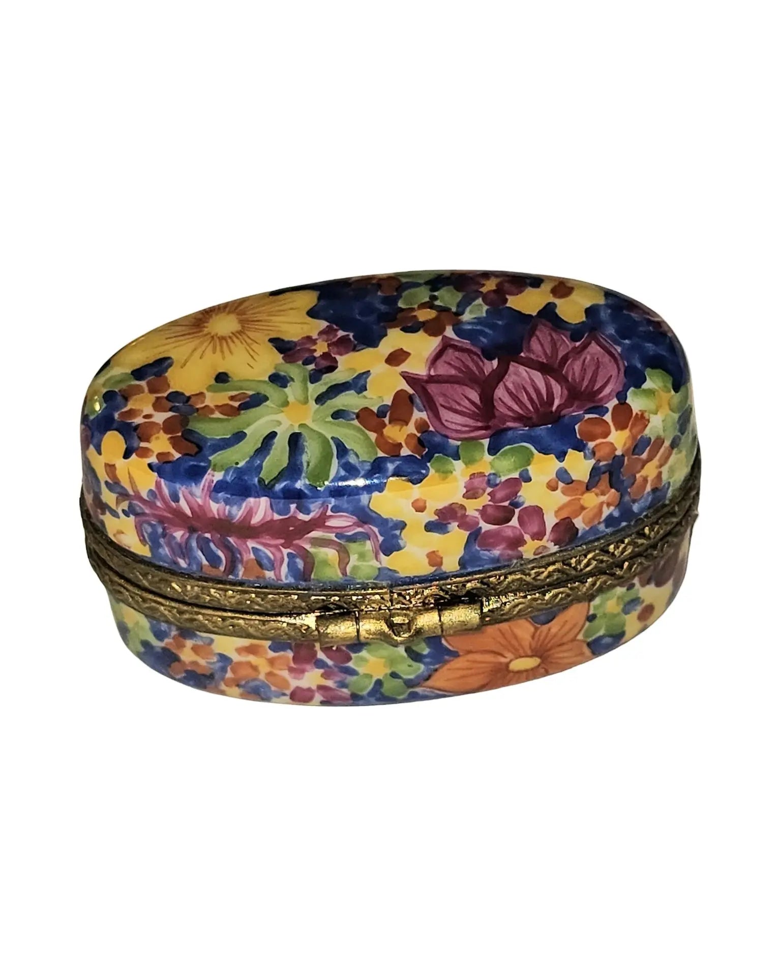 Colorful Floral on Oval - Limoges Box