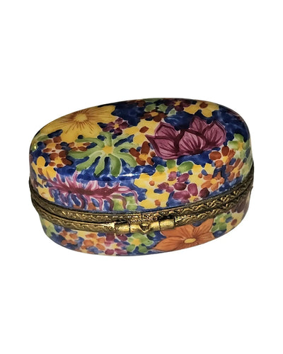 Colorful Floral on Oval - Limoges Box