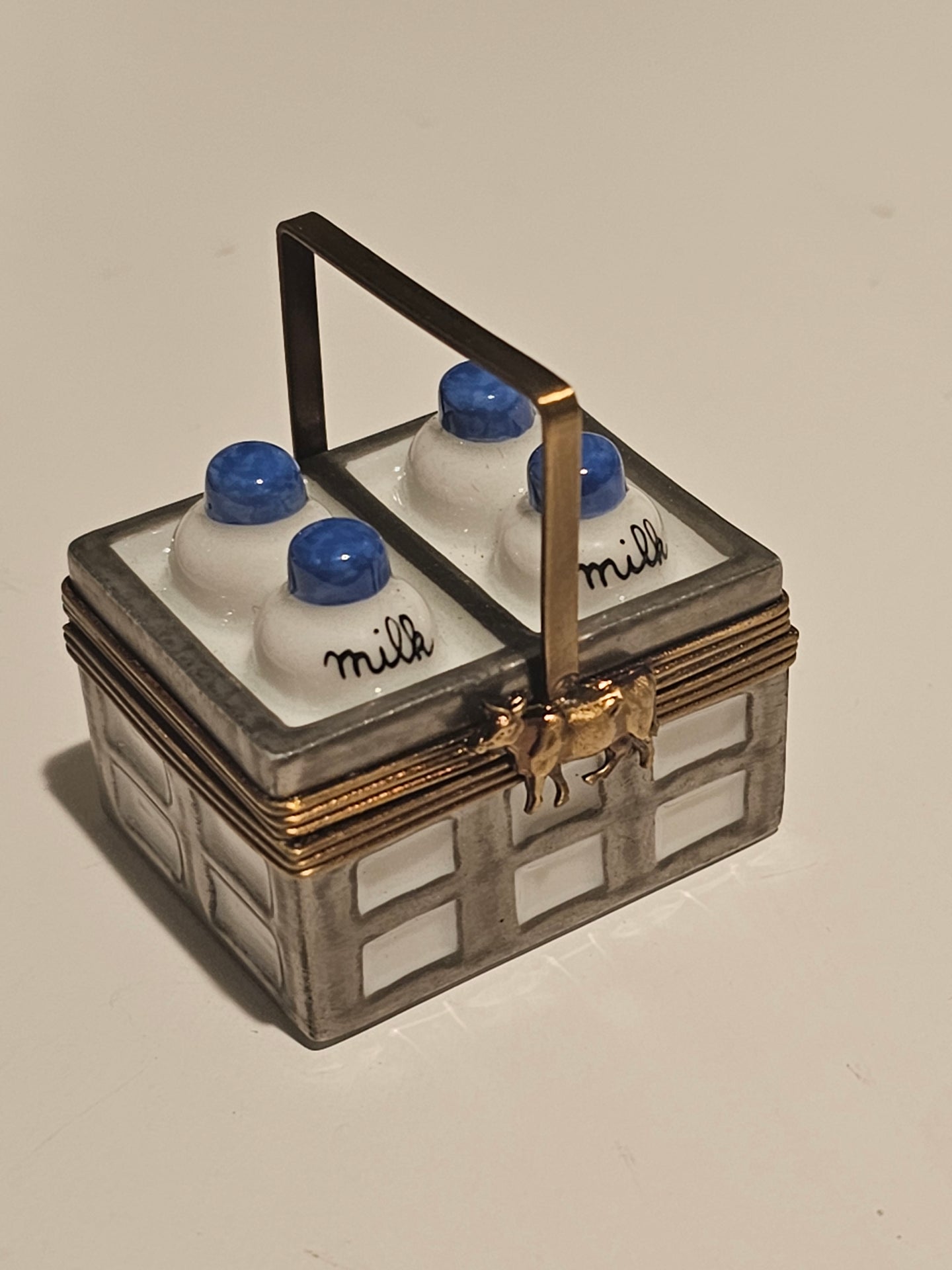 Bottles of Milk Blue Lid Limoges Box Figurine