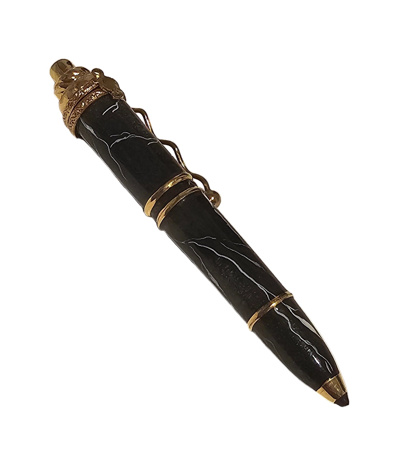 Black Marble Ball Point Pen with Elegant Marble Finish Authentic Limoges Box