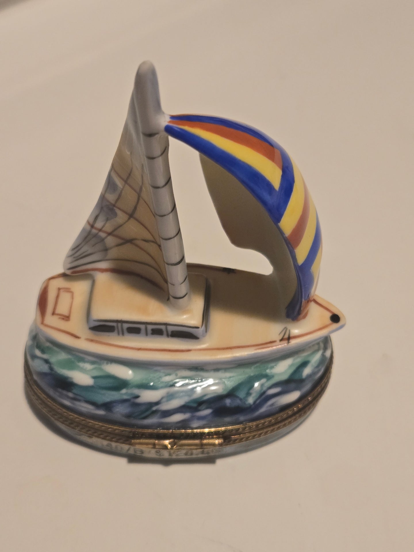 Large Sailboat Limoges Box for Hand-Painted Nautical