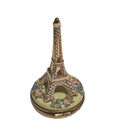 White Eiffel Tower w Flowers Limoges Box Authentic Limoges Box
