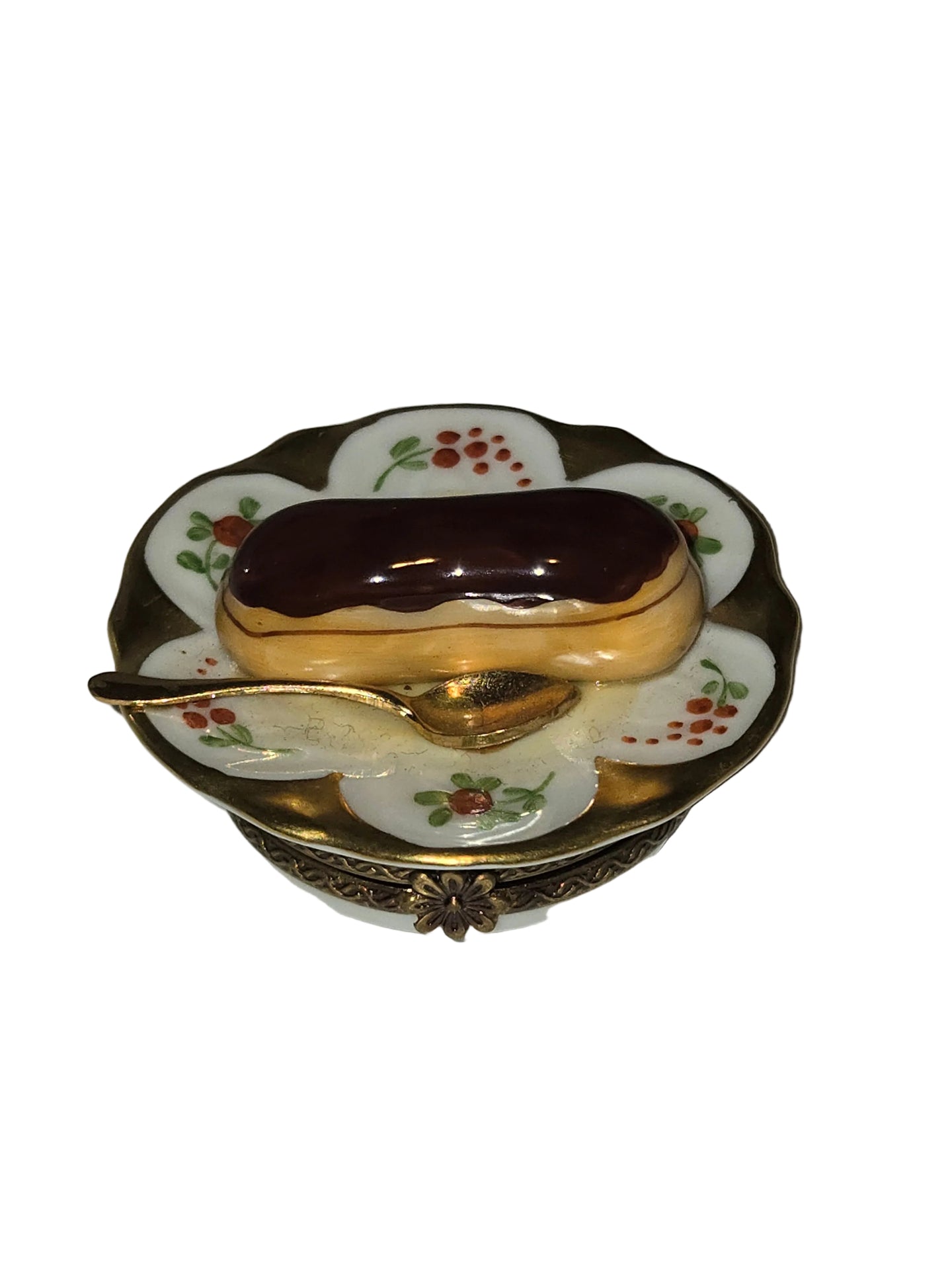 Eclair Pastry on Plate Limoges Box Authentic Limoges Box