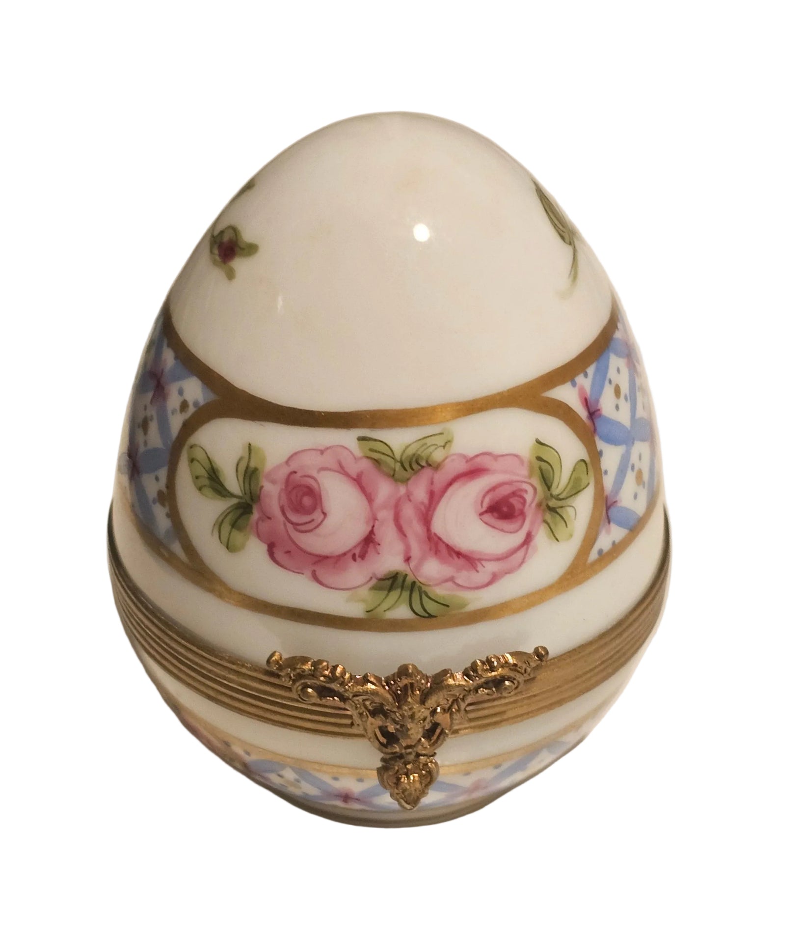 Blue W Roses Egg Limoges Box | Limoges Box Authentic Limoges Box
