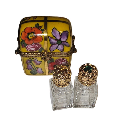 Yellow Green Perfume Flowers Box for Elegant Gifting Authentic Limoges Box