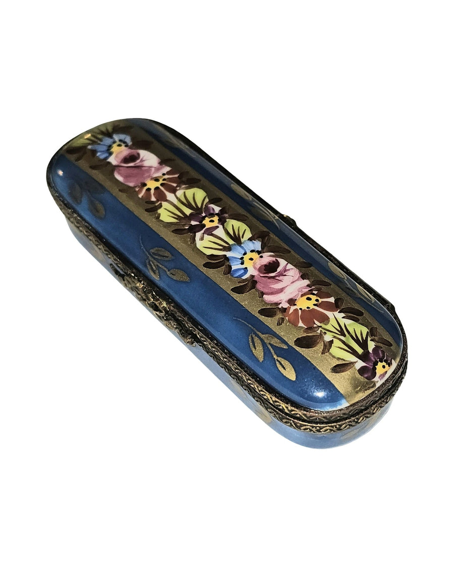 Blue Long Floral Rectangle