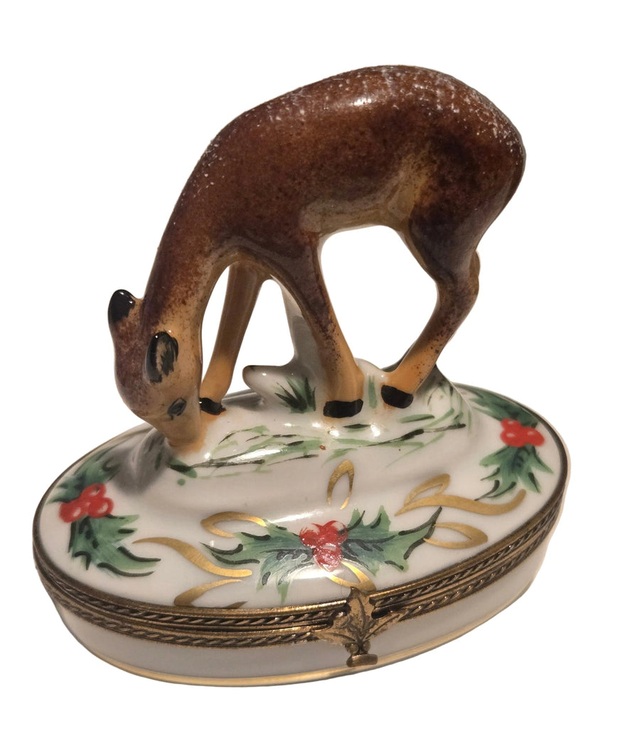 Christmas Deer in Snow Authentic Limoges Box