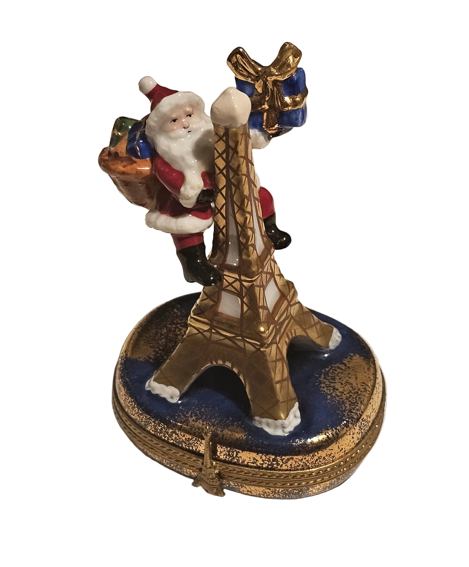 Santa on Eiffel Tower Christmas Rochard Limoges Box Authentic Limoges Box