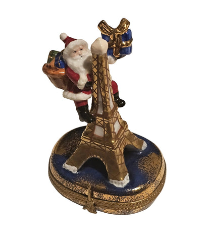 Santa on Eiffel Tower Christmas Rochard Limoges Box Authentic Limoges Box