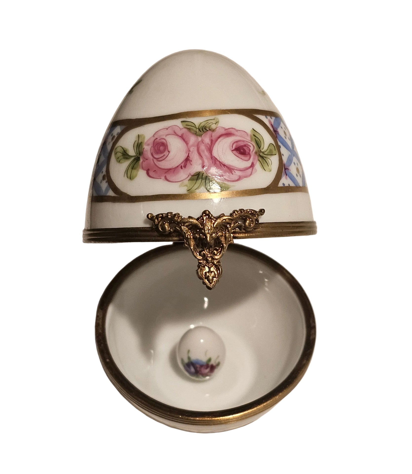 Blue W Roses Egg Limoges Box | Limoges Box Authentic Limoges Box