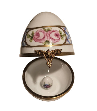 Blue W Roses Egg Limoges Box | Limoges Box Authentic Limoges Box