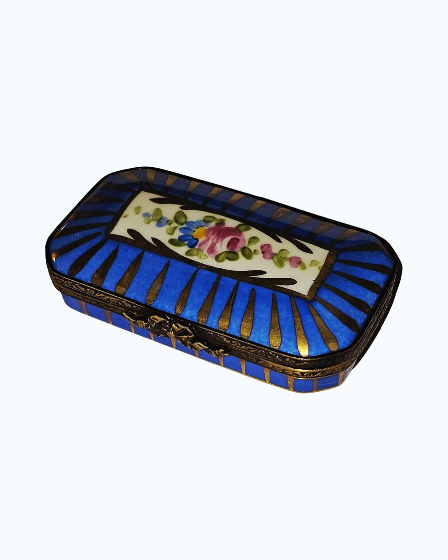 Blue Rectangle Floral Flat