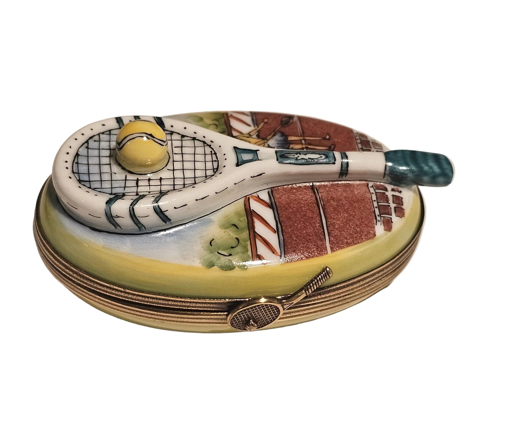 Rochard Tennis Raquet on Oval Authentic Limoges Box
