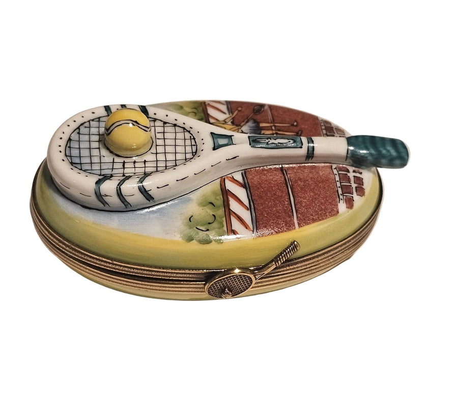 Rochard Tennis Raquet on Oval Authentic Limoges Box