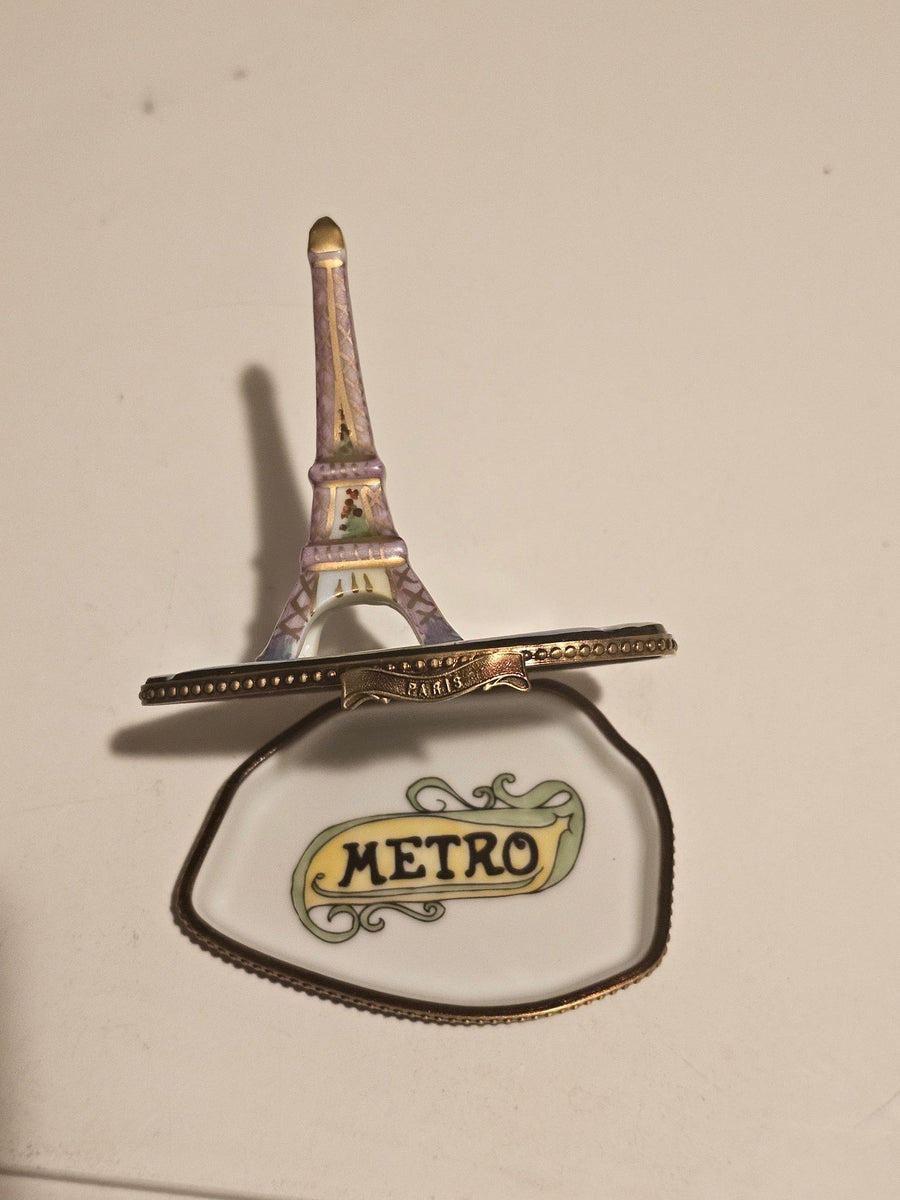 Eiffel Tower on Map France Limoges Box Authentic Limoges Box