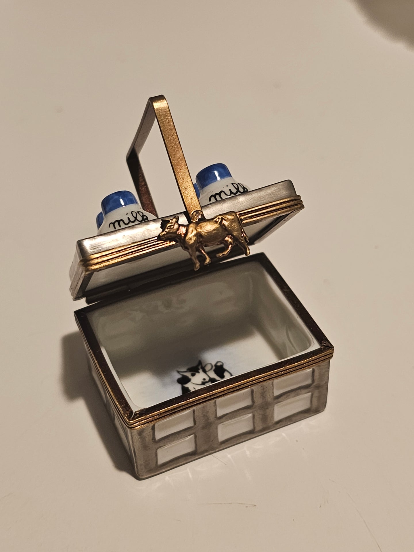 Bottles of Milk Blue Lid Limoges Box Figurine