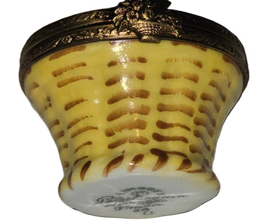 Yellow Basket w Flowers Authentic Limoges Box