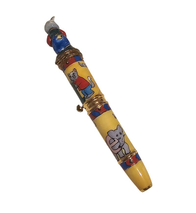 Well Detailed Yellow Cat Fountain Pen Rare Authentic Limoges Box